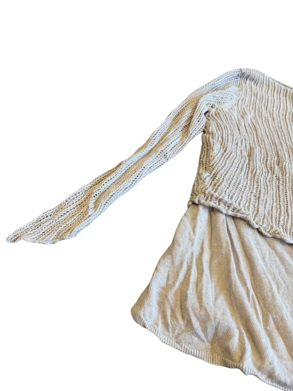 Eileen Fisher Organic Layer Tiered Layered Top Shirt Sweater Blouse Size Medium